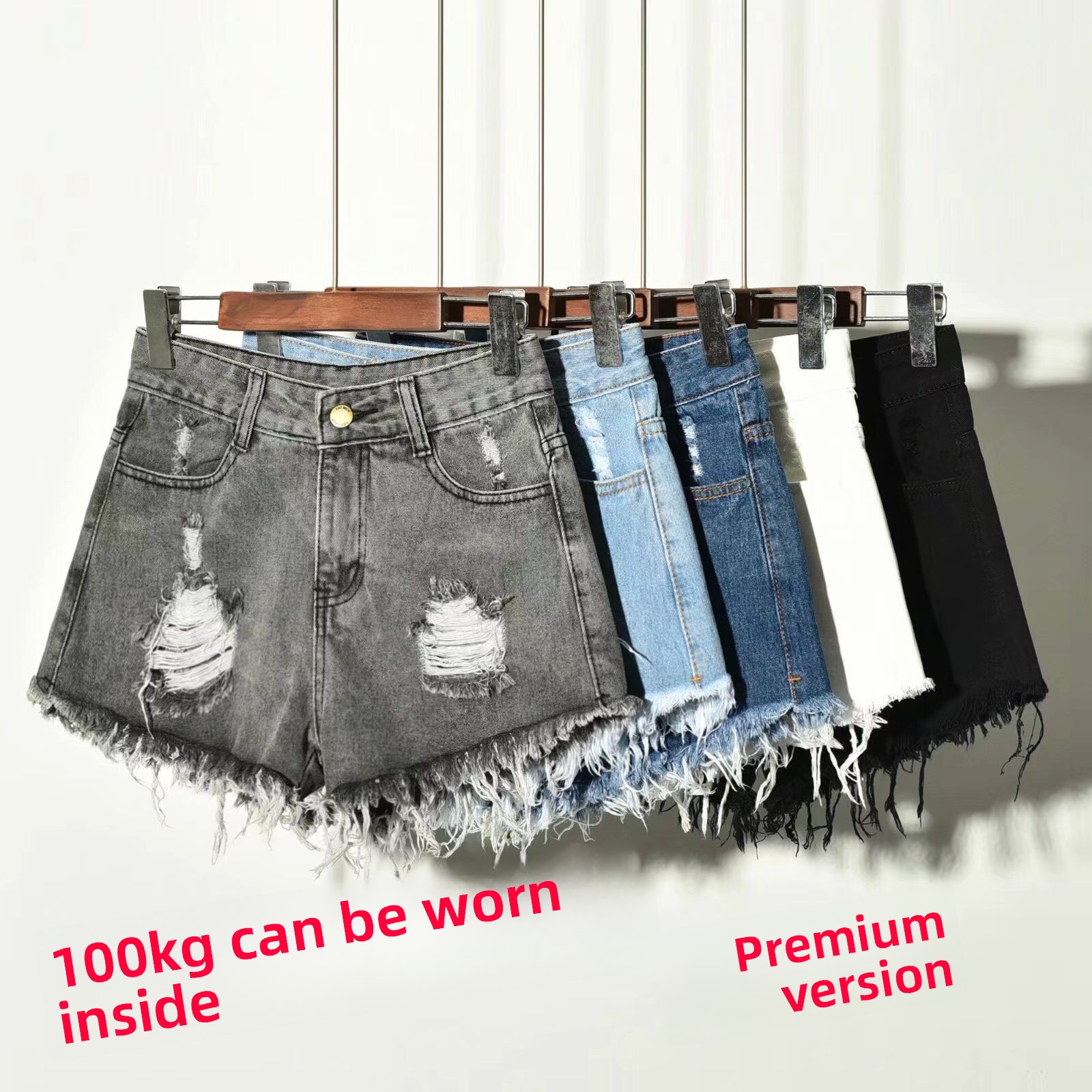 Shorts Denim Frayed - Hochgeschnittene Denim-Shorts für Damen, Sommermode in