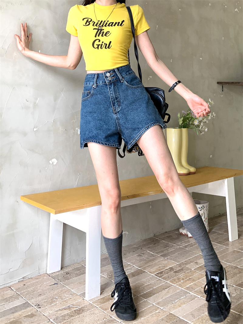 Blaue Denim-Shorts für Damen,  – Shorts Denim Frayed Bewertung und Preis