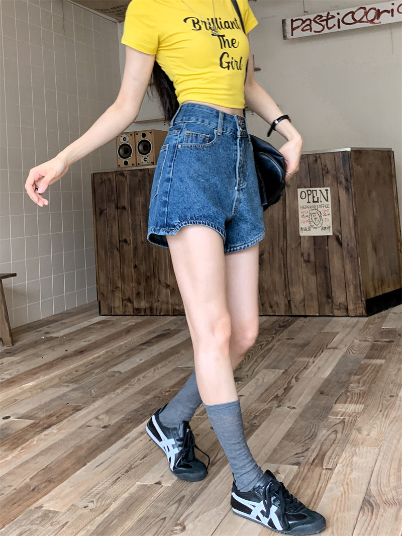 Blaue Denim-Shorts für Damen,  – Shorts Denim Frayed Bewertung und Preis